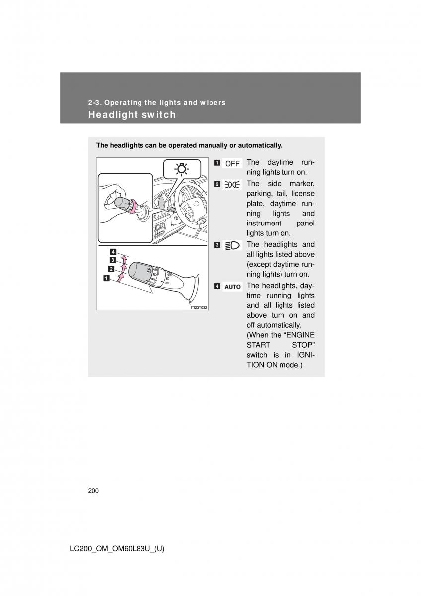 Toyota Land Cruiser J200 owners manual / page 200