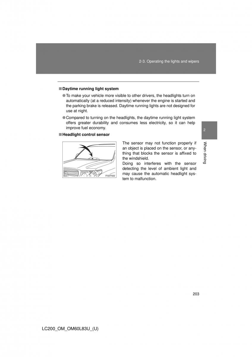 Toyota Land Cruiser J200 owners manual / page 203