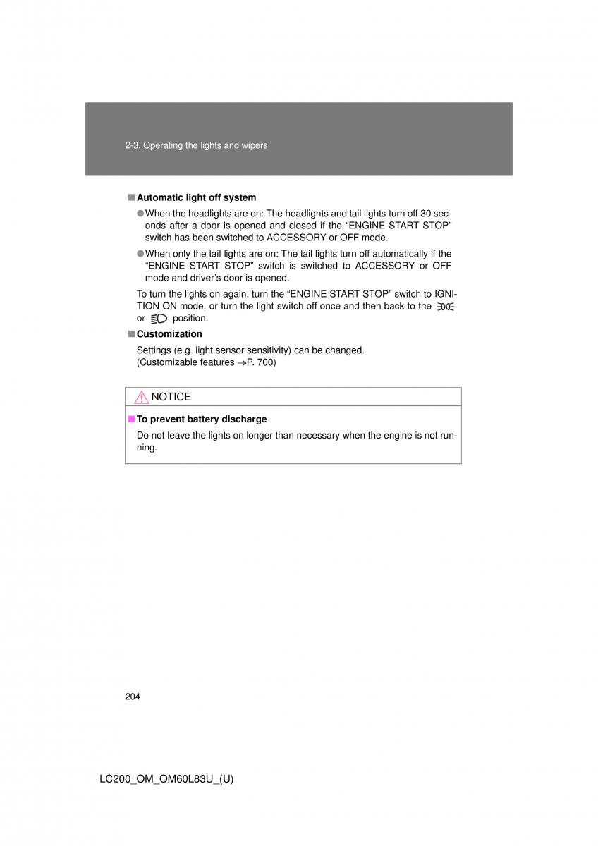 Toyota Land Cruiser J200 owners manual / page 204