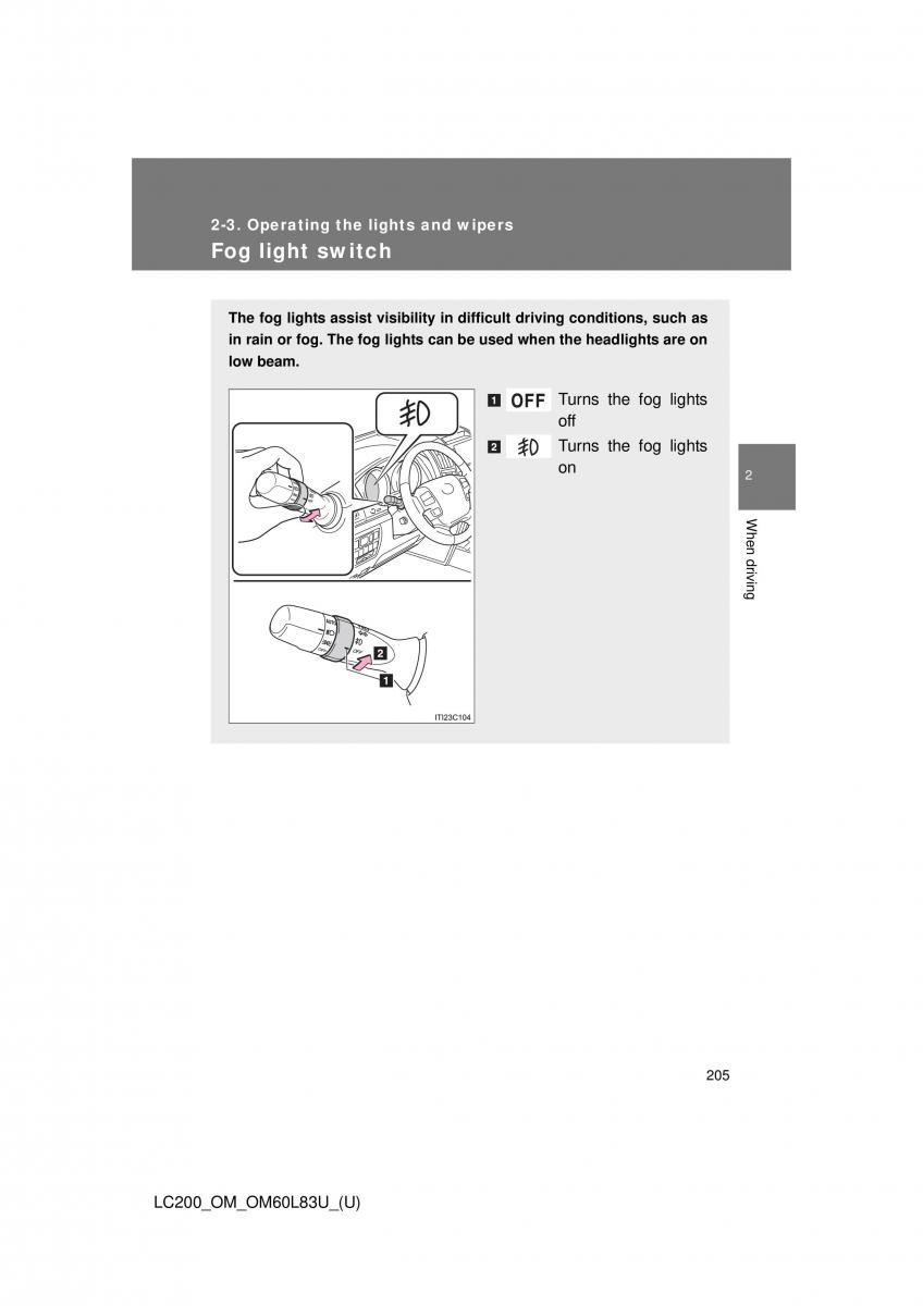 Toyota Land Cruiser J200 owners manual / page 205