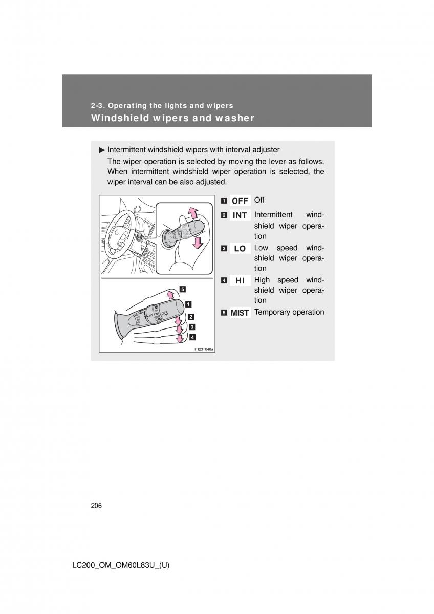 Toyota Land Cruiser J200 owners manual / page 206