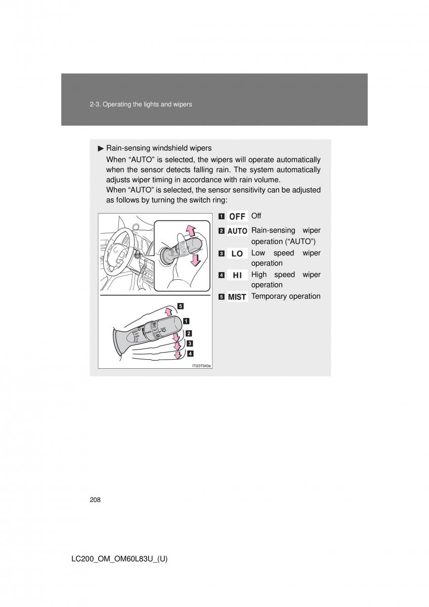 Toyota Land Cruiser J200 owners manual / page 208