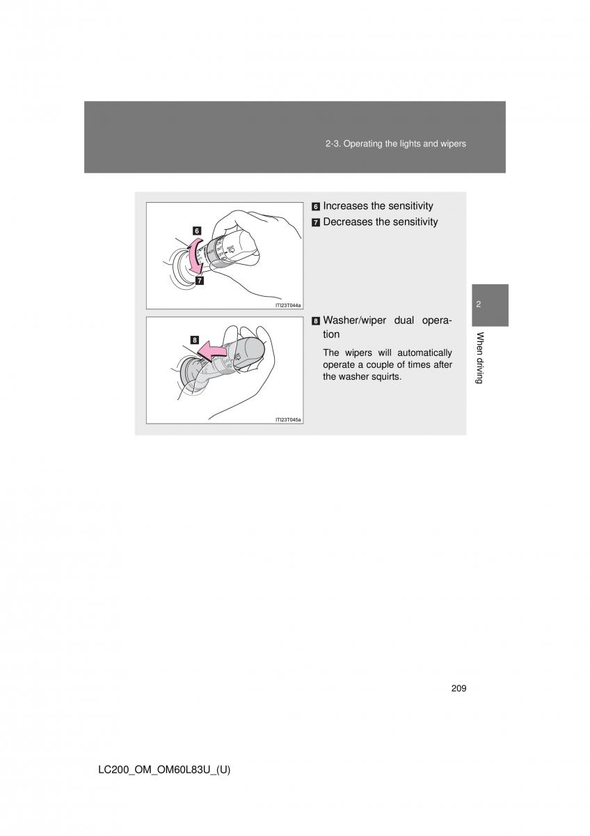 Toyota Land Cruiser J200 owners manual / page 209