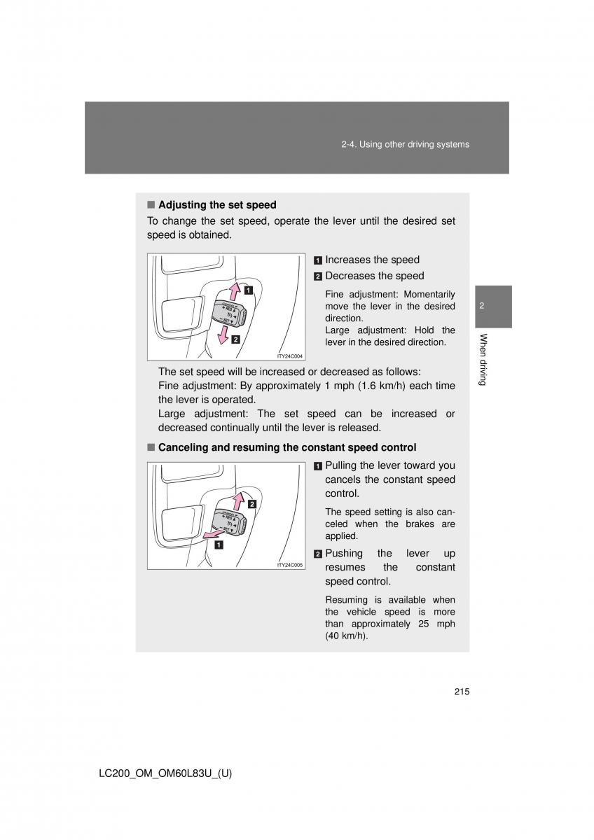 Toyota Land Cruiser J200 owners manual / page 215