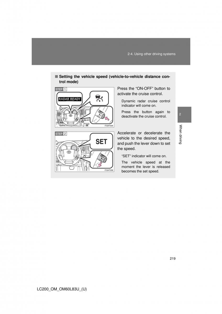 Toyota Land Cruiser J200 owners manual / page 219