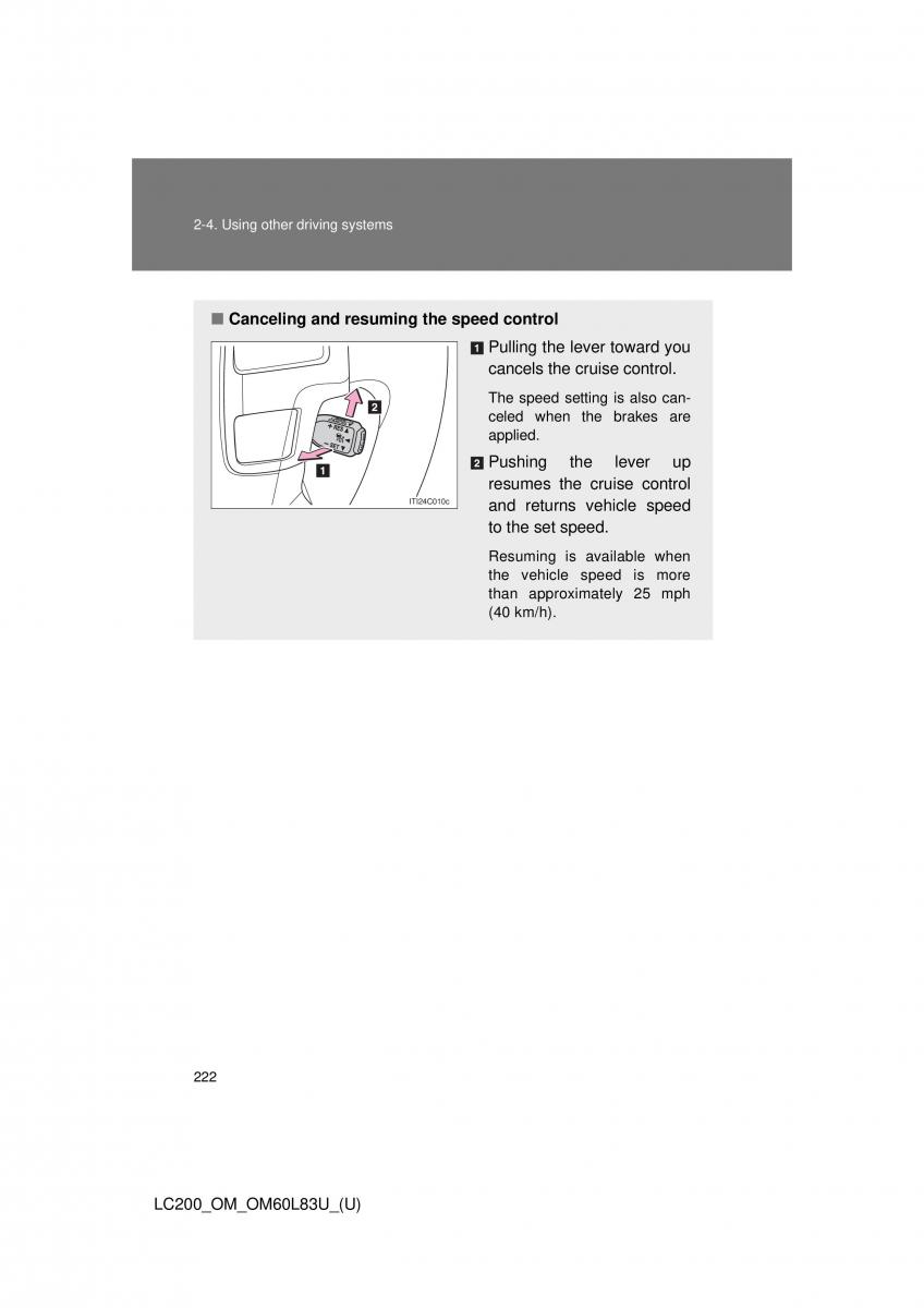 Toyota Land Cruiser J200 owners manual / page 222