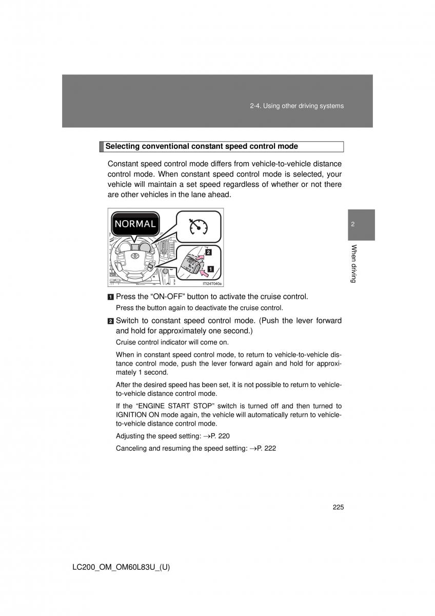 Toyota Land Cruiser J200 owners manual / page 225