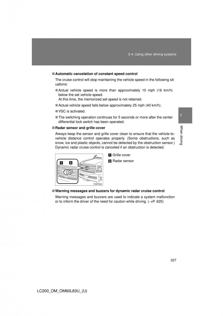 Toyota Land Cruiser J200 owners manual / page 227