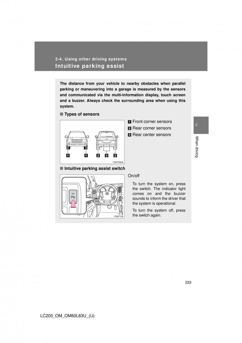 Toyota Land Cruiser J200 owners manual / page 233