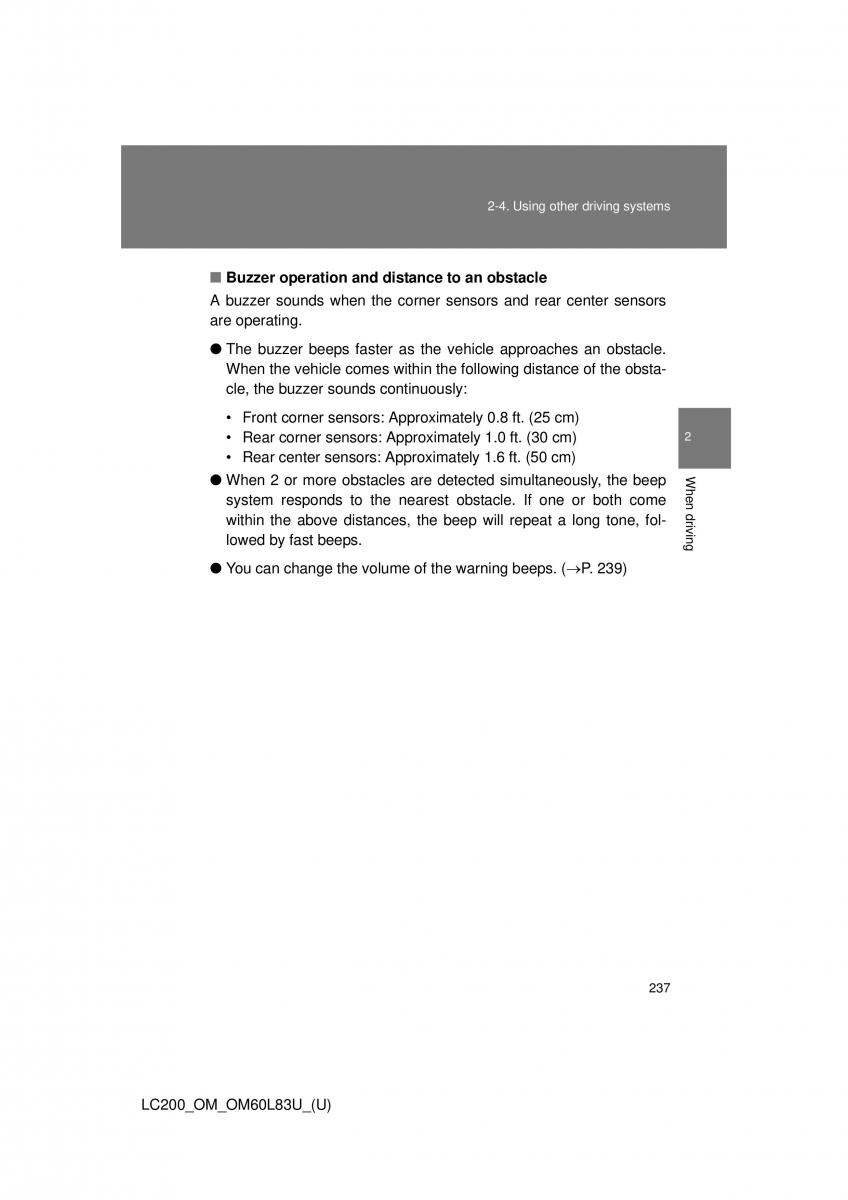 Toyota Land Cruiser J200 owners manual / page 237