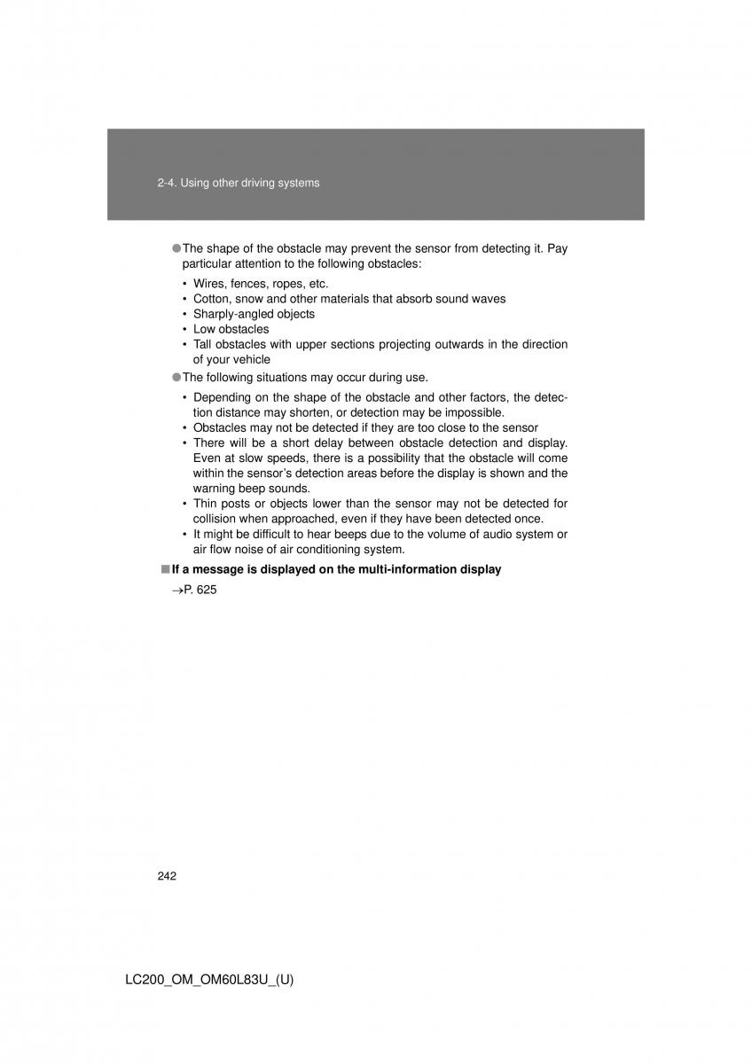 Toyota Land Cruiser J200 owners manual / page 242