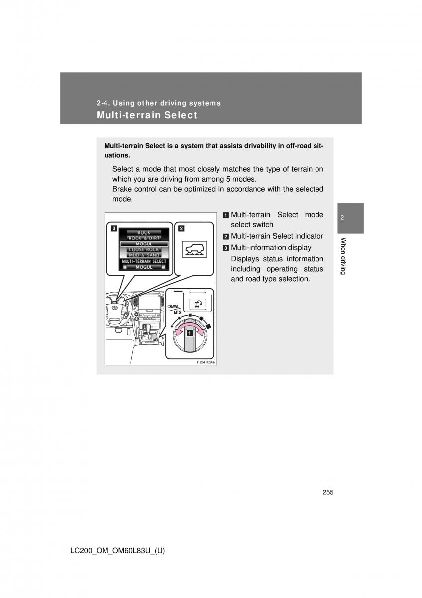 Toyota Land Cruiser J200 owners manual / page 255