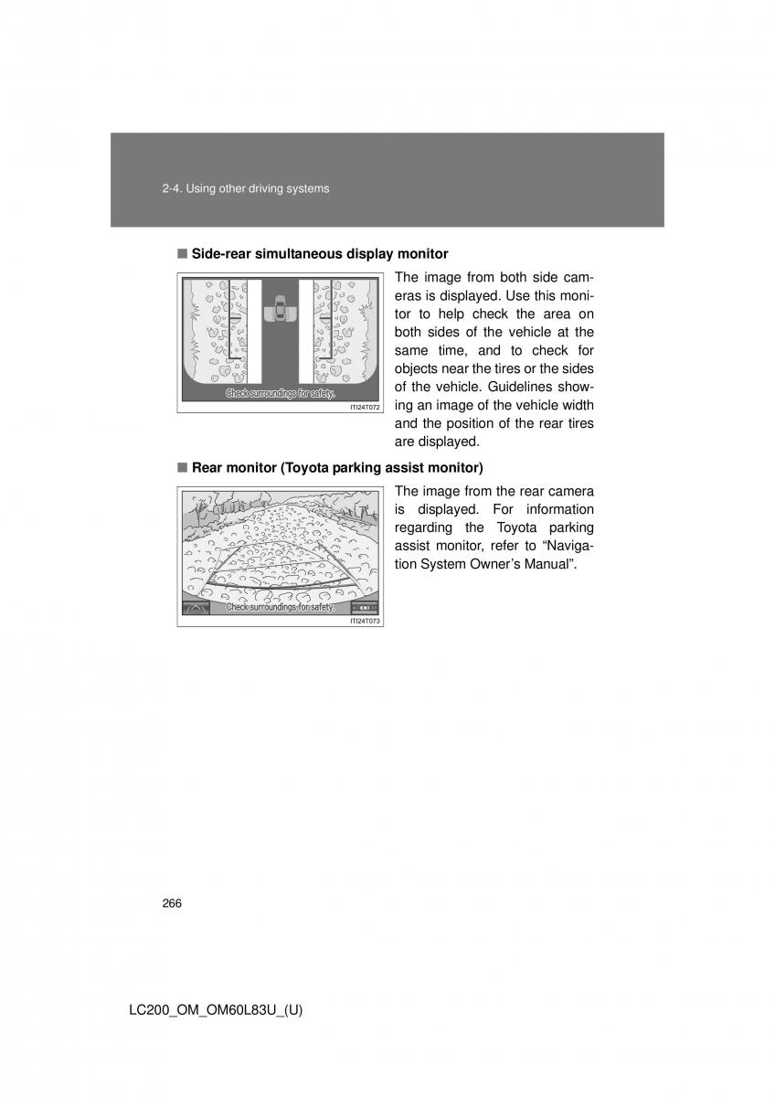 Toyota Land Cruiser J200 owners manual / page 266