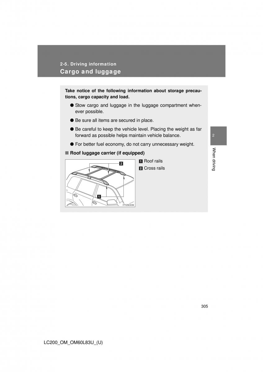 Toyota Land Cruiser J200 owners manual / page 305