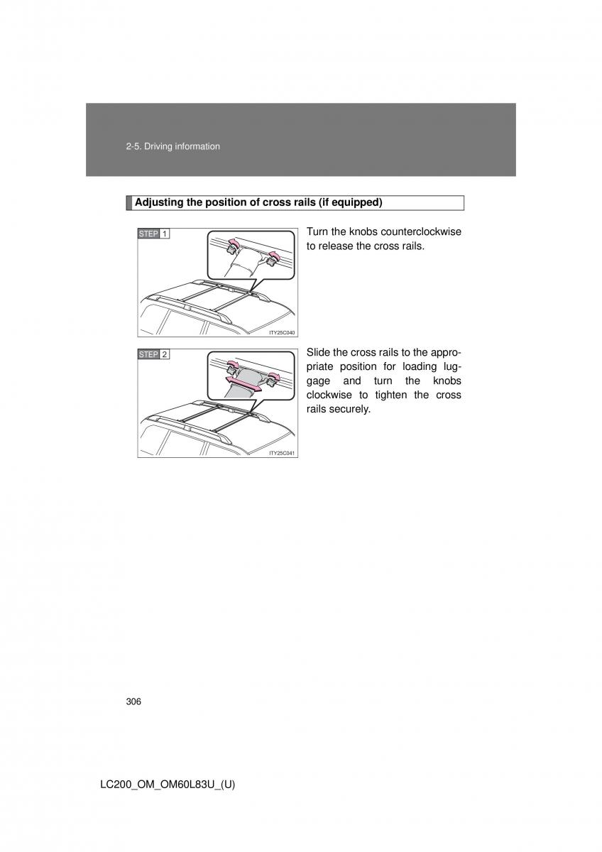 Toyota Land Cruiser J200 owners manual / page 306