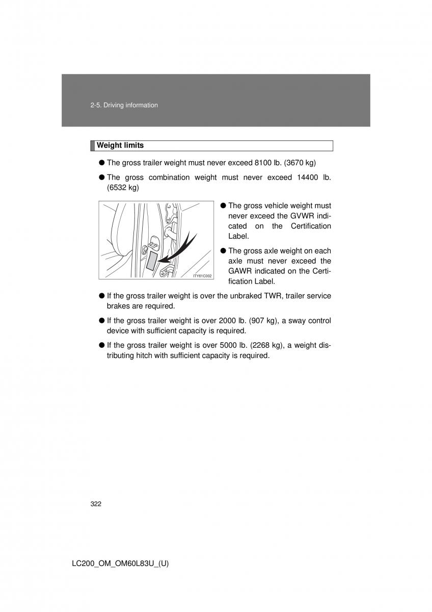 Toyota Land Cruiser J200 owners manual / page 322