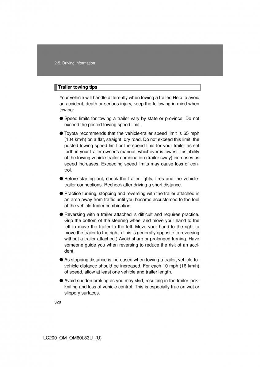 Toyota Land Cruiser J200 owners manual / page 328