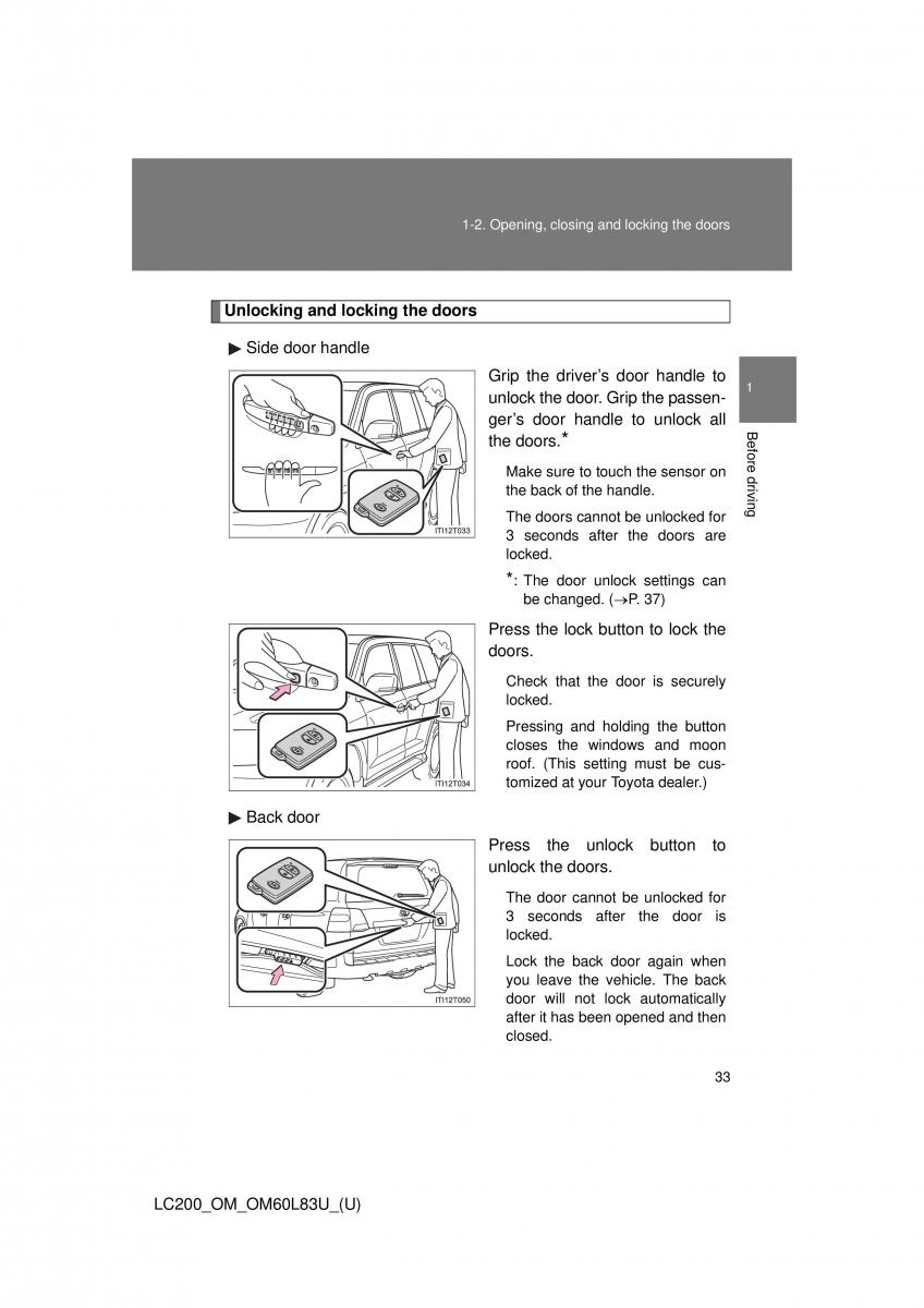 Toyota Land Cruiser J200 owners manual / page 33