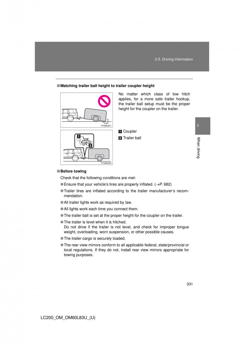 Toyota Land Cruiser J200 owners manual / page 331