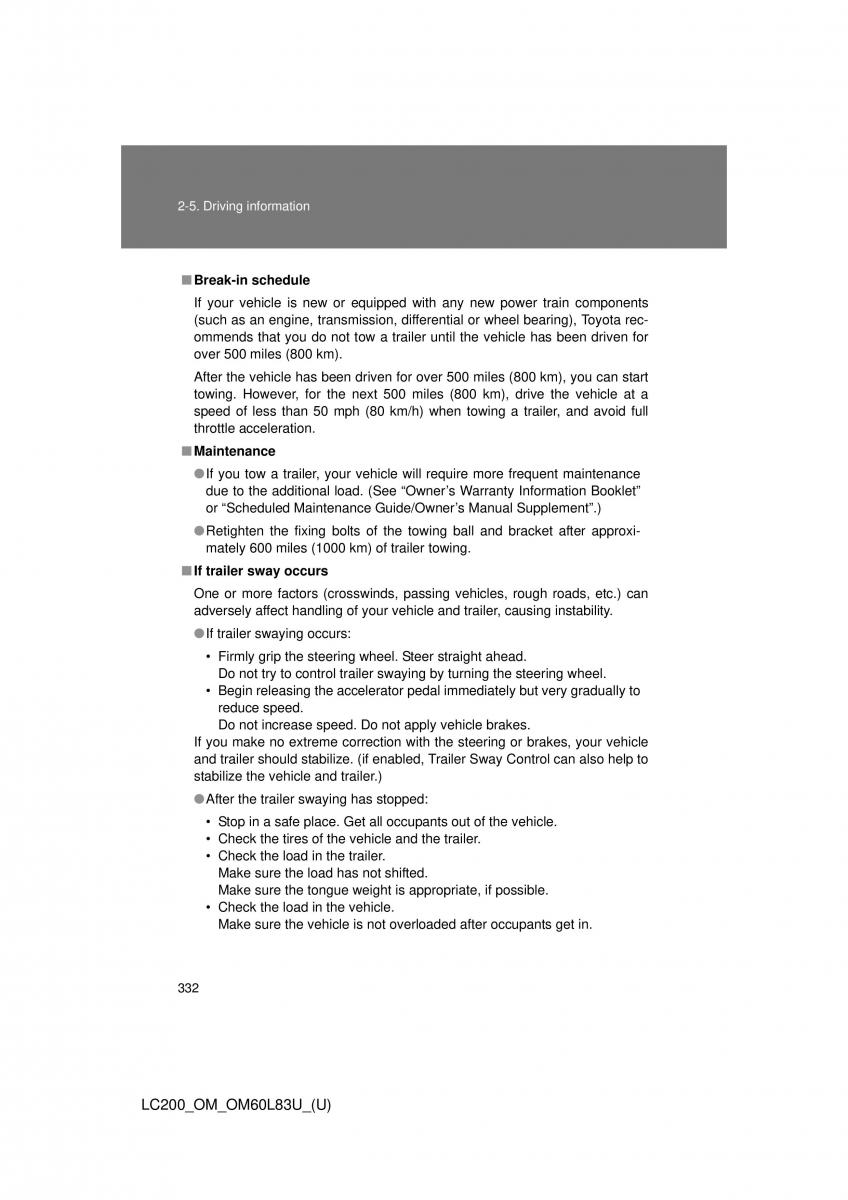 Toyota Land Cruiser J200 owners manual / page 332