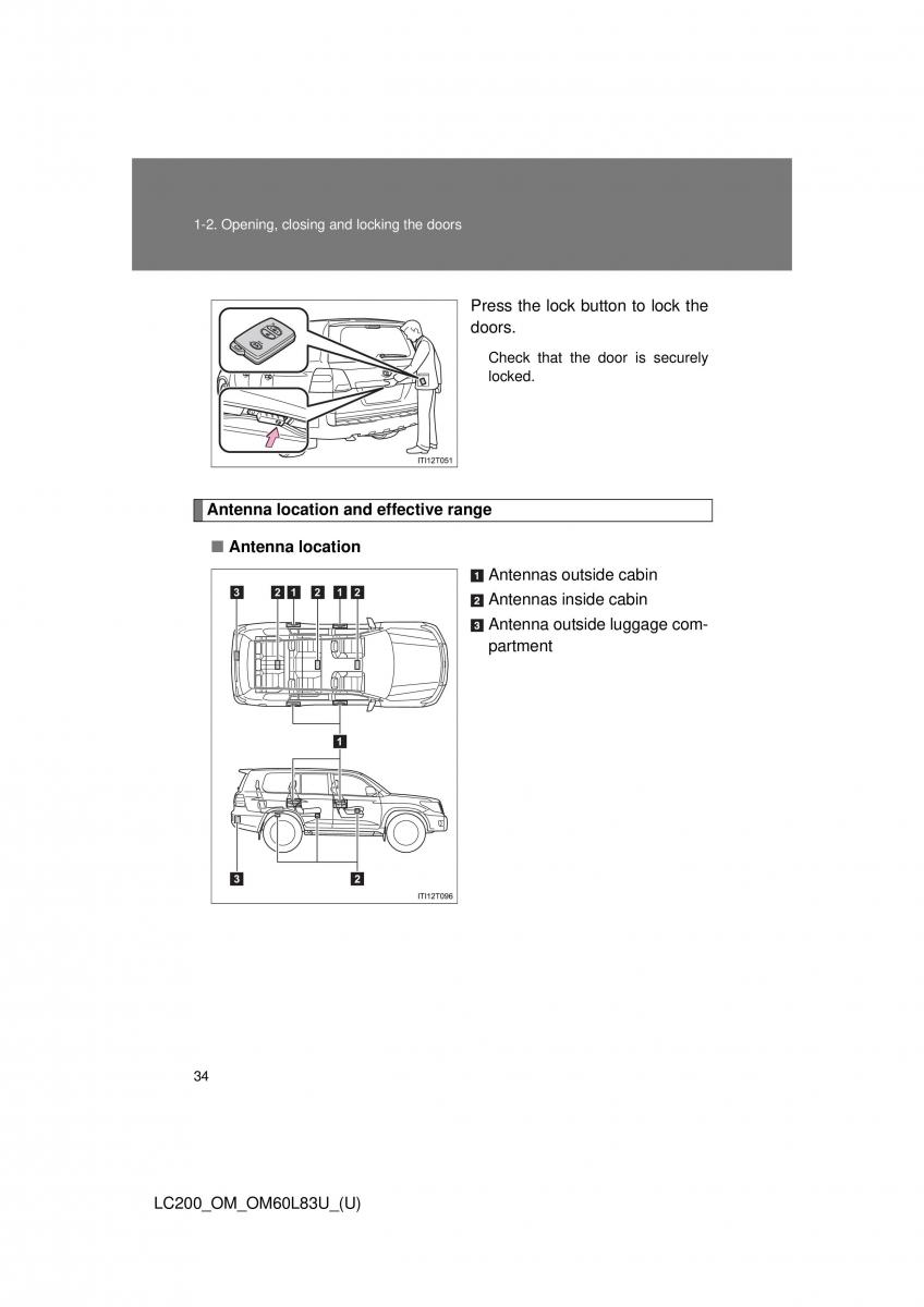 Toyota Land Cruiser J200 owners manual / page 34