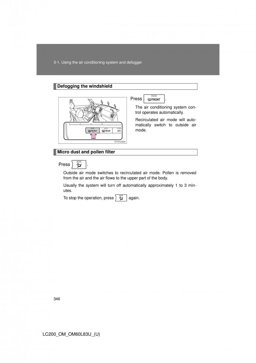 Toyota Land Cruiser J200 owners manual / page 346