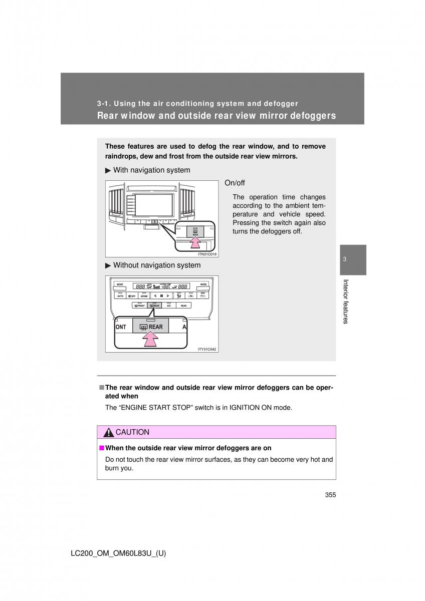 Toyota Land Cruiser J200 owners manual / page 355