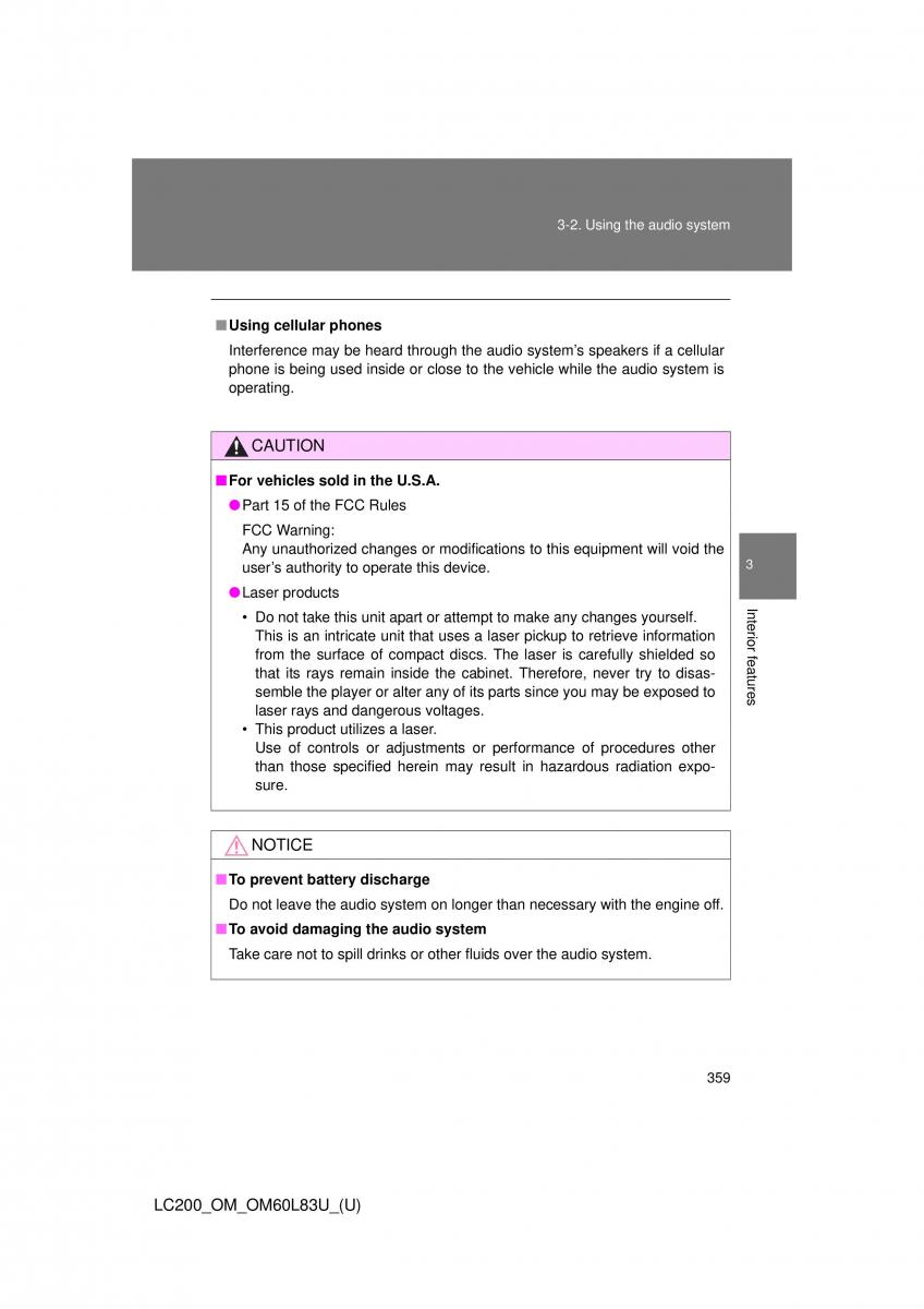 Toyota Land Cruiser J200 owners manual / page 359