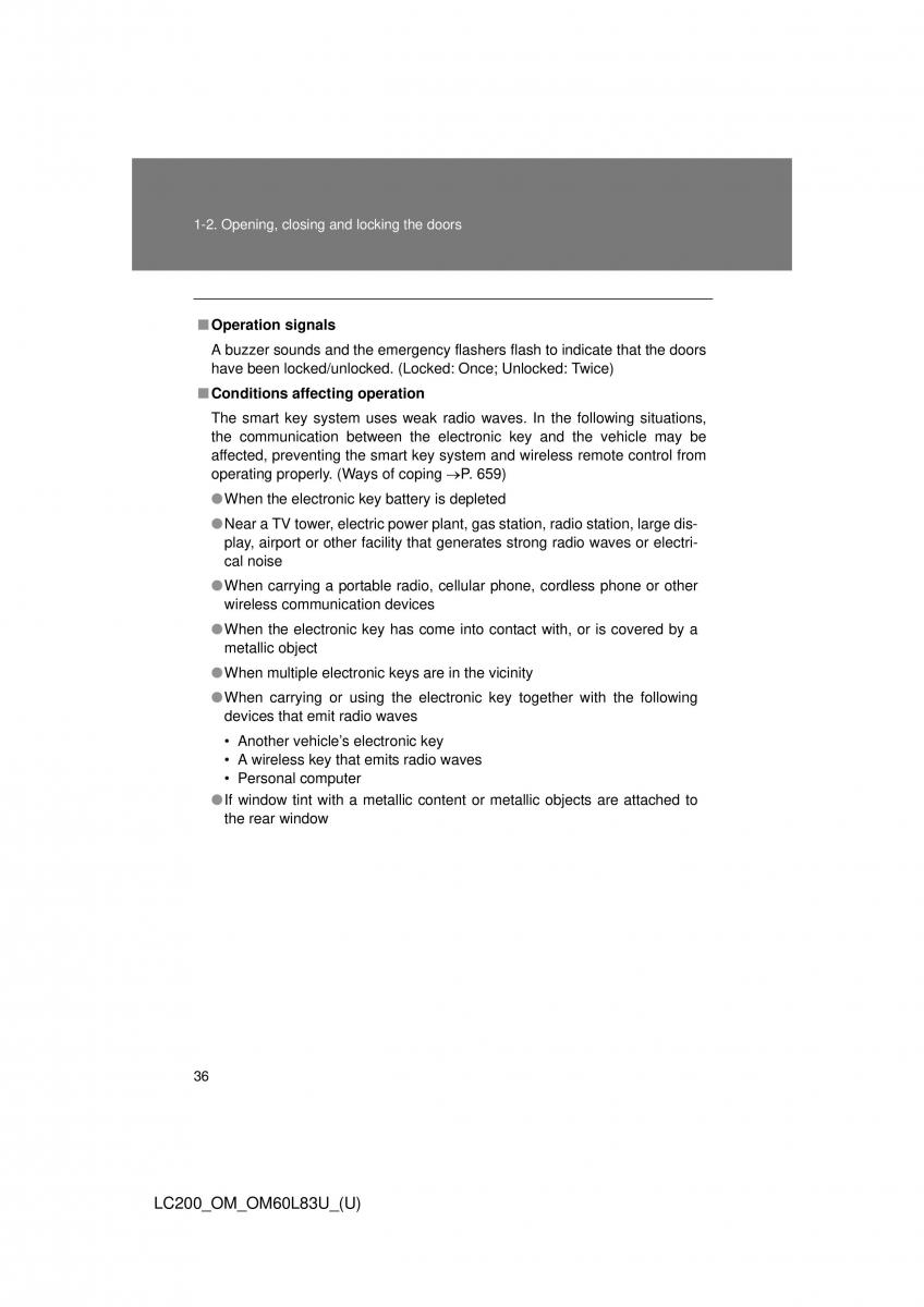 Toyota Land Cruiser J200 owners manual / page 36