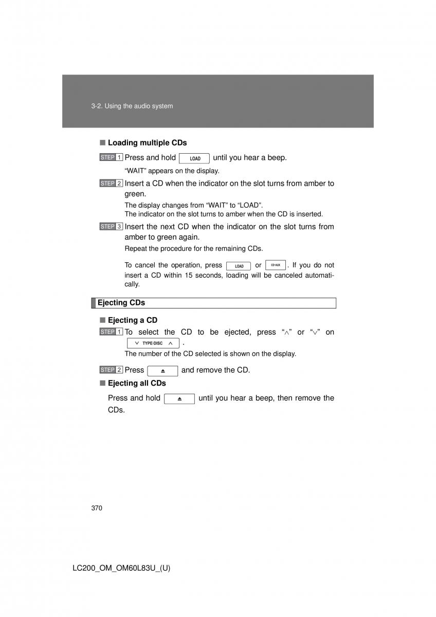 Toyota Land Cruiser J200 owners manual / page 370