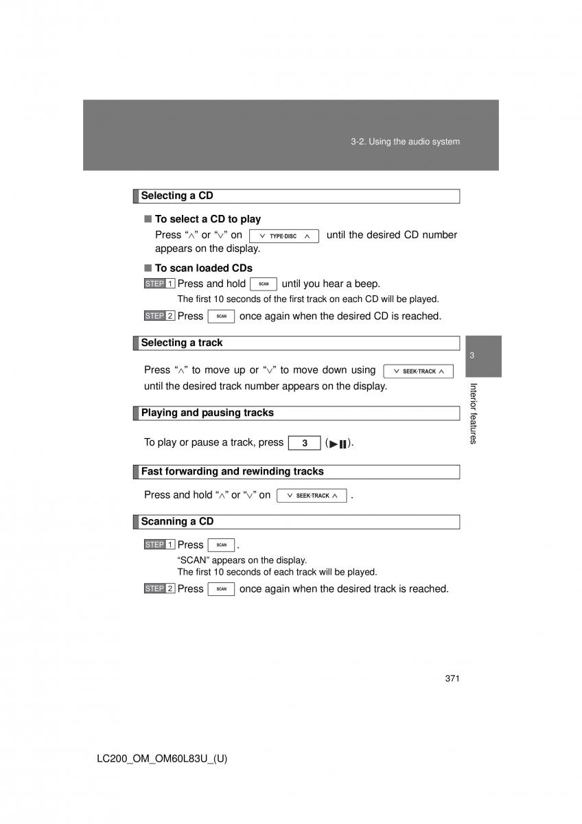 Toyota Land Cruiser J200 owners manual / page 371