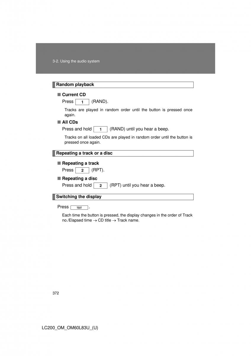 Toyota Land Cruiser J200 owners manual / page 372