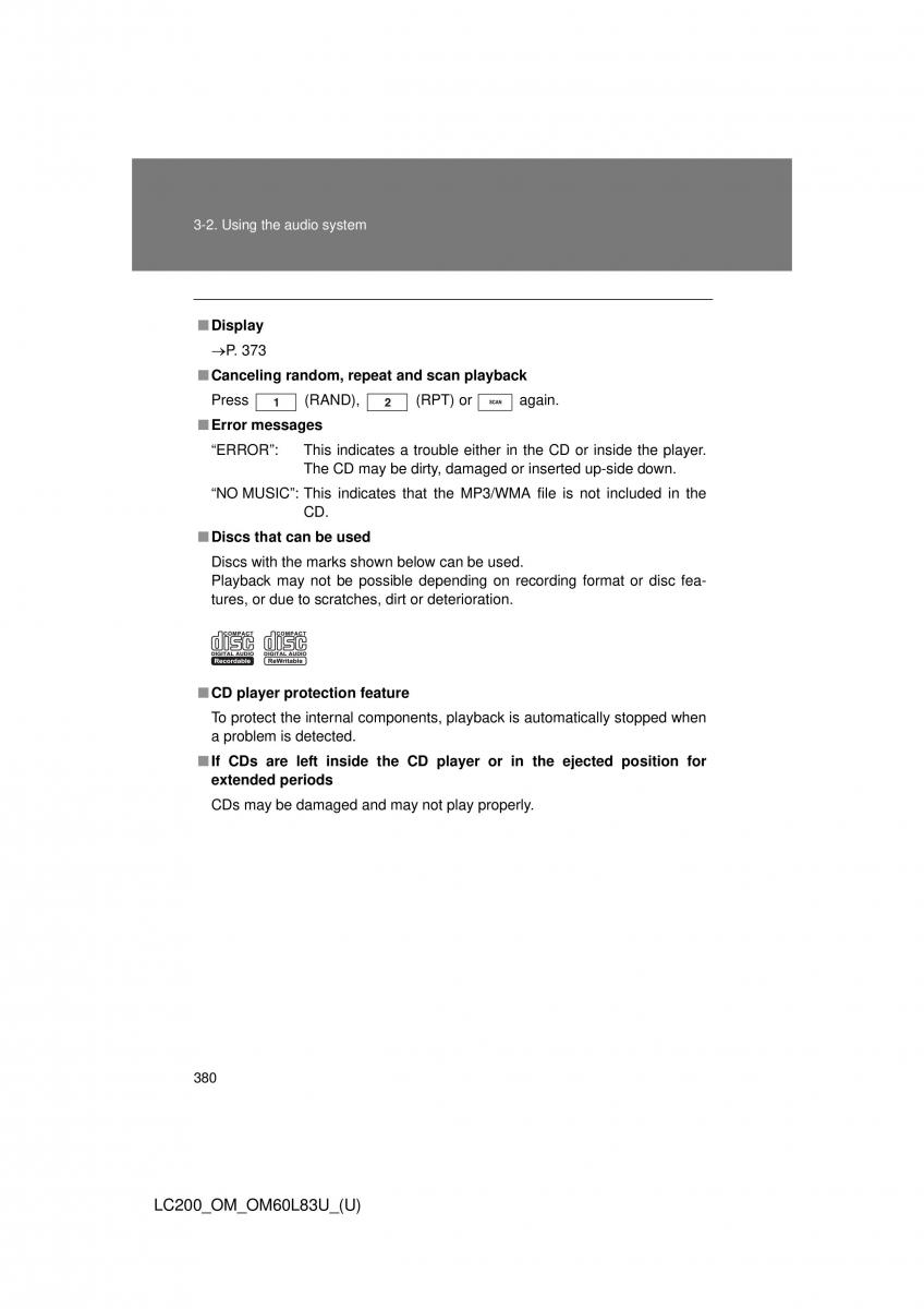 Toyota Land Cruiser J200 owners manual / page 380