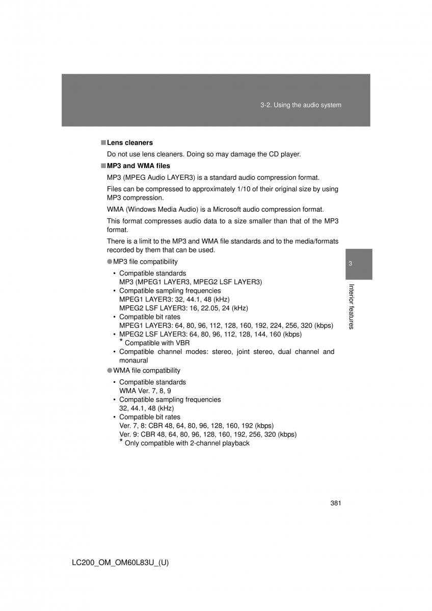 Toyota Land Cruiser J200 owners manual / page 381