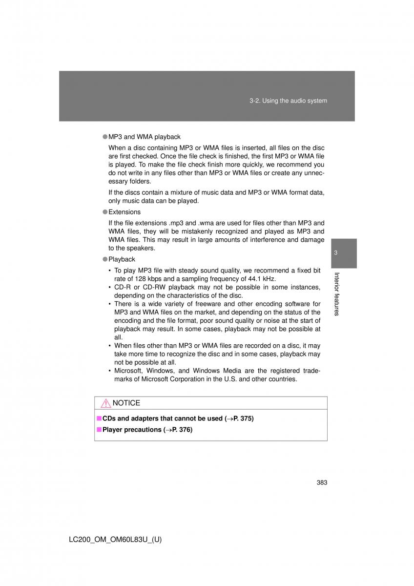 Toyota Land Cruiser J200 owners manual / page 383