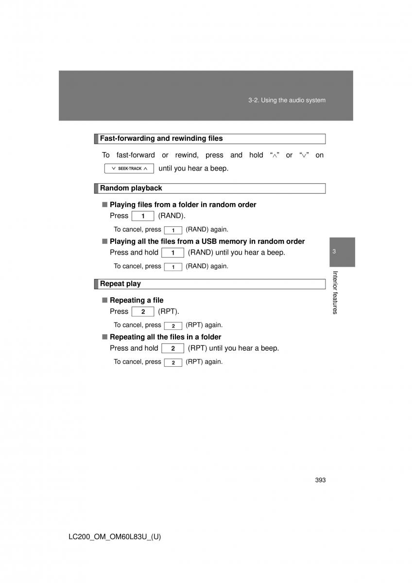 Toyota Land Cruiser J200 owners manual / page 393