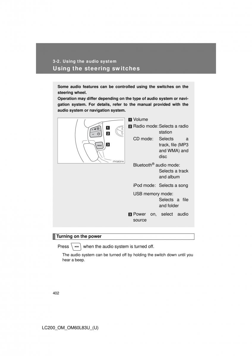 Toyota Land Cruiser J200 owners manual / page 402