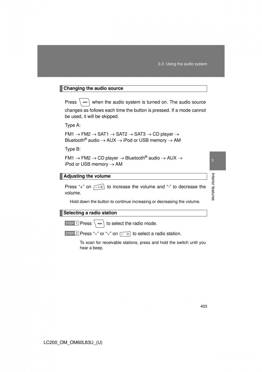 Toyota Land Cruiser J200 owners manual / page 403