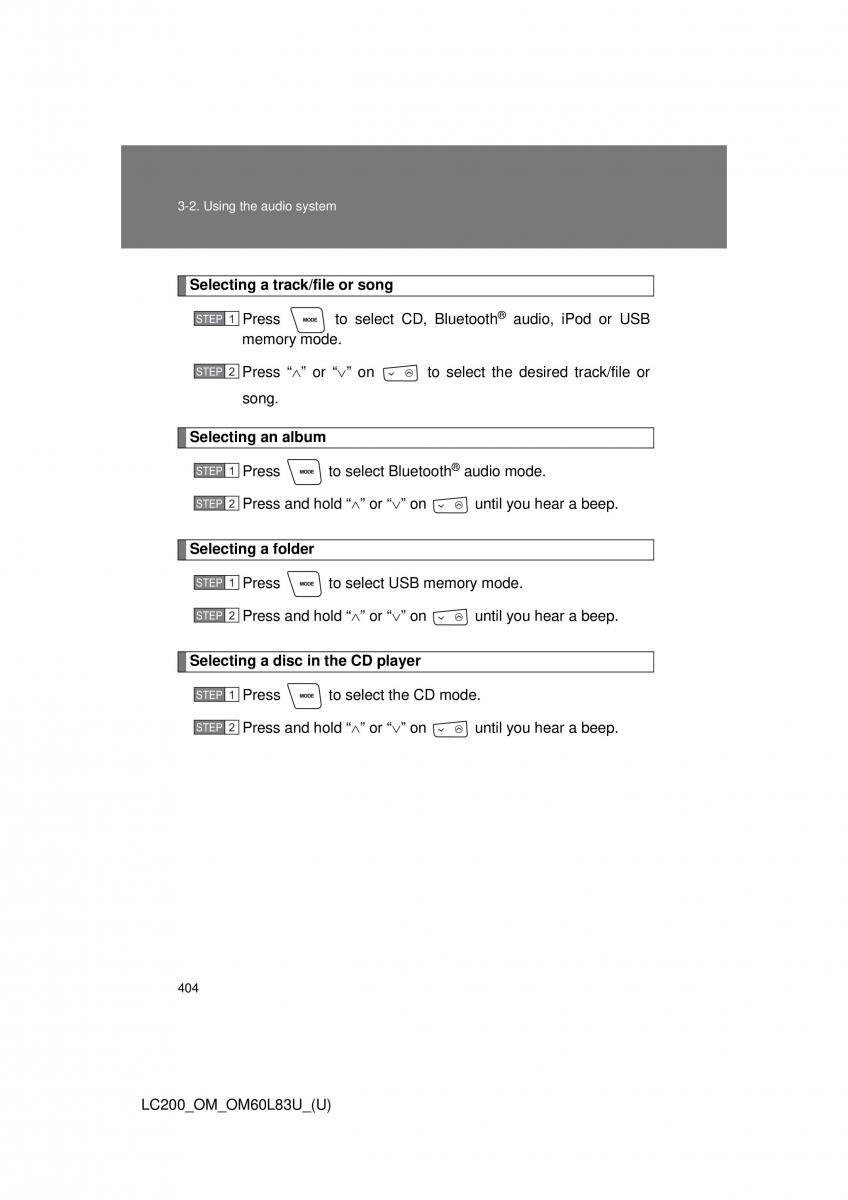 Toyota Land Cruiser J200 owners manual / page 404