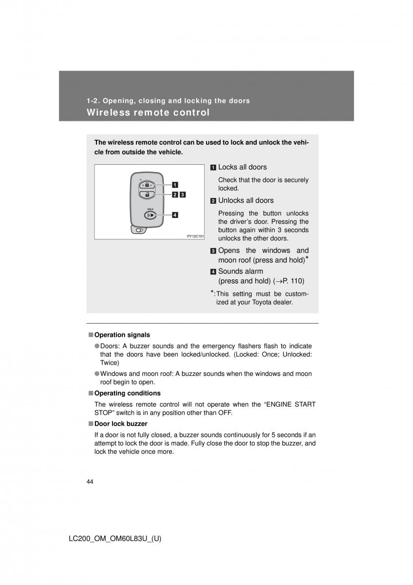 Toyota Land Cruiser J200 owners manual / page 44