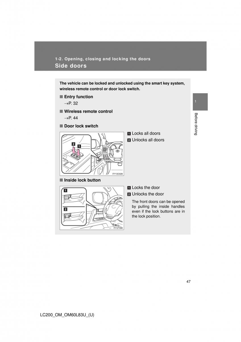 Toyota Land Cruiser J200 owners manual / page 47