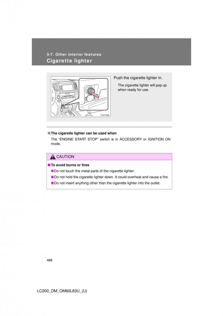 Toyota Land Cruiser J200 owners manual / page 488