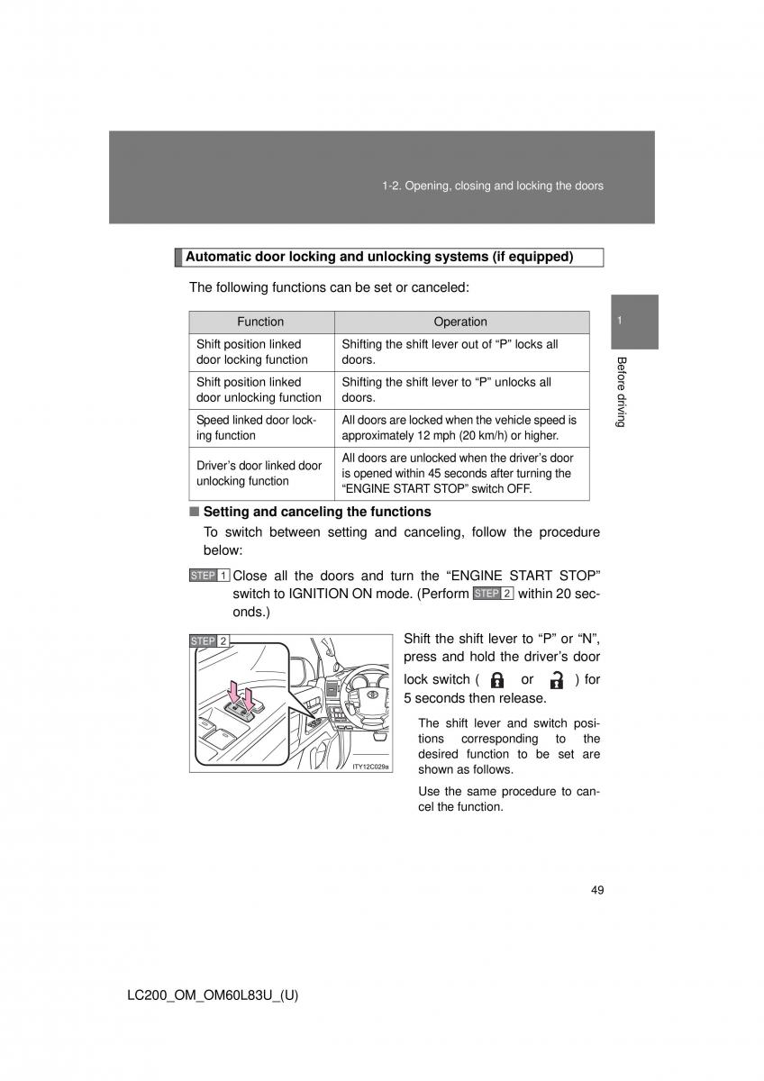 Toyota Land Cruiser J200 owners manual / page 49