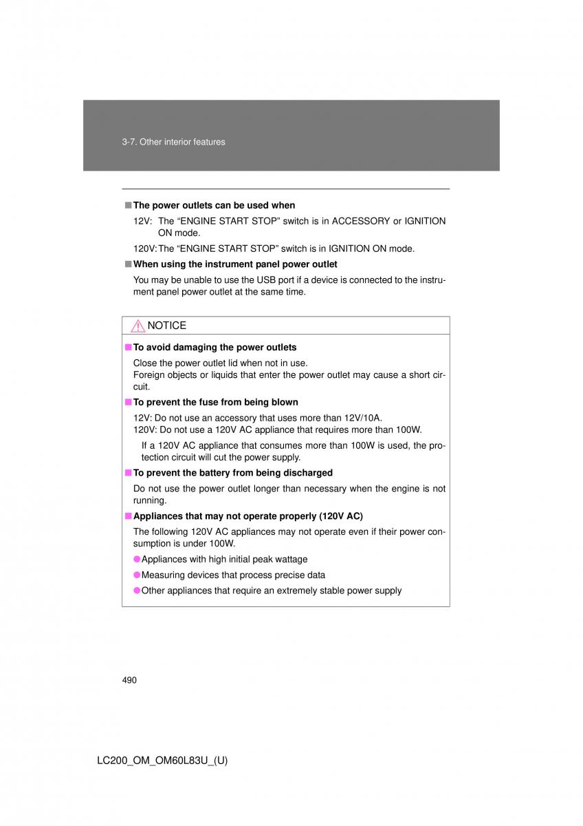 Toyota Land Cruiser J200 owners manual / page 490