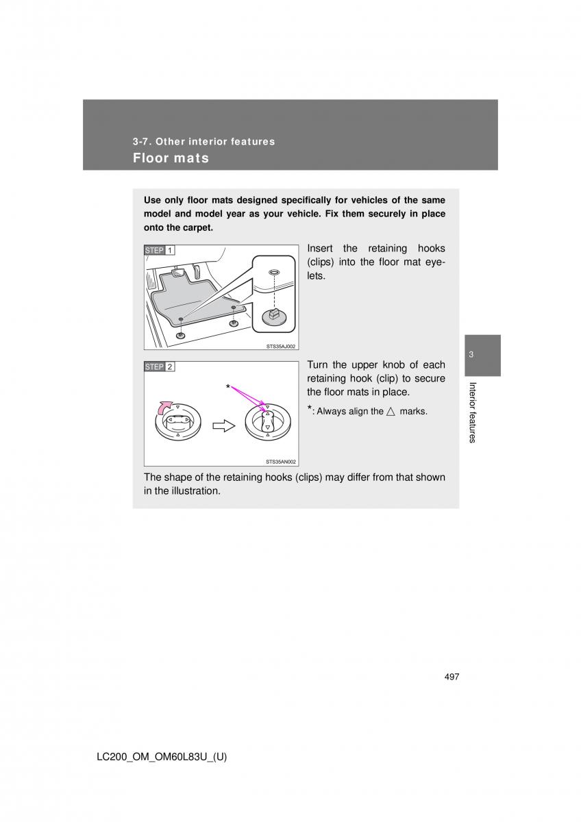 Toyota Land Cruiser J200 owners manual / page 497