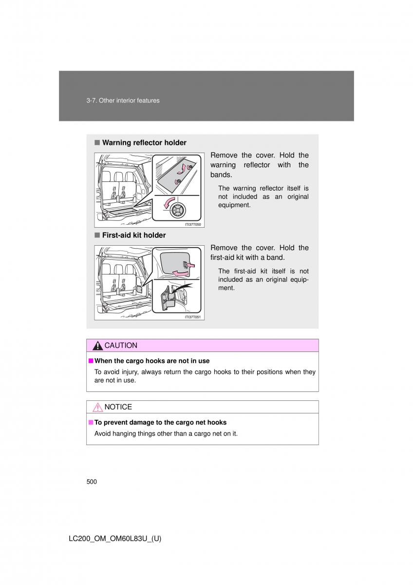 Toyota Land Cruiser J200 owners manual / page 500