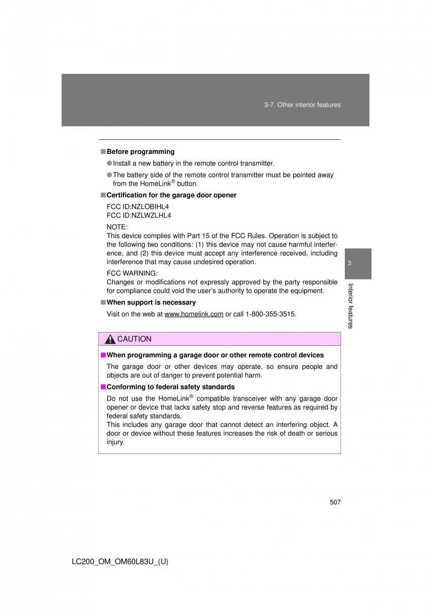 Toyota Land Cruiser J200 owners manual / page 507