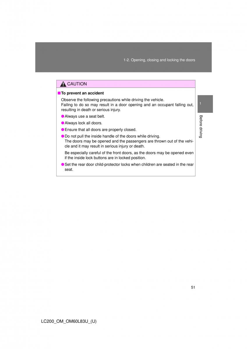 Toyota Land Cruiser J200 owners manual / page 51