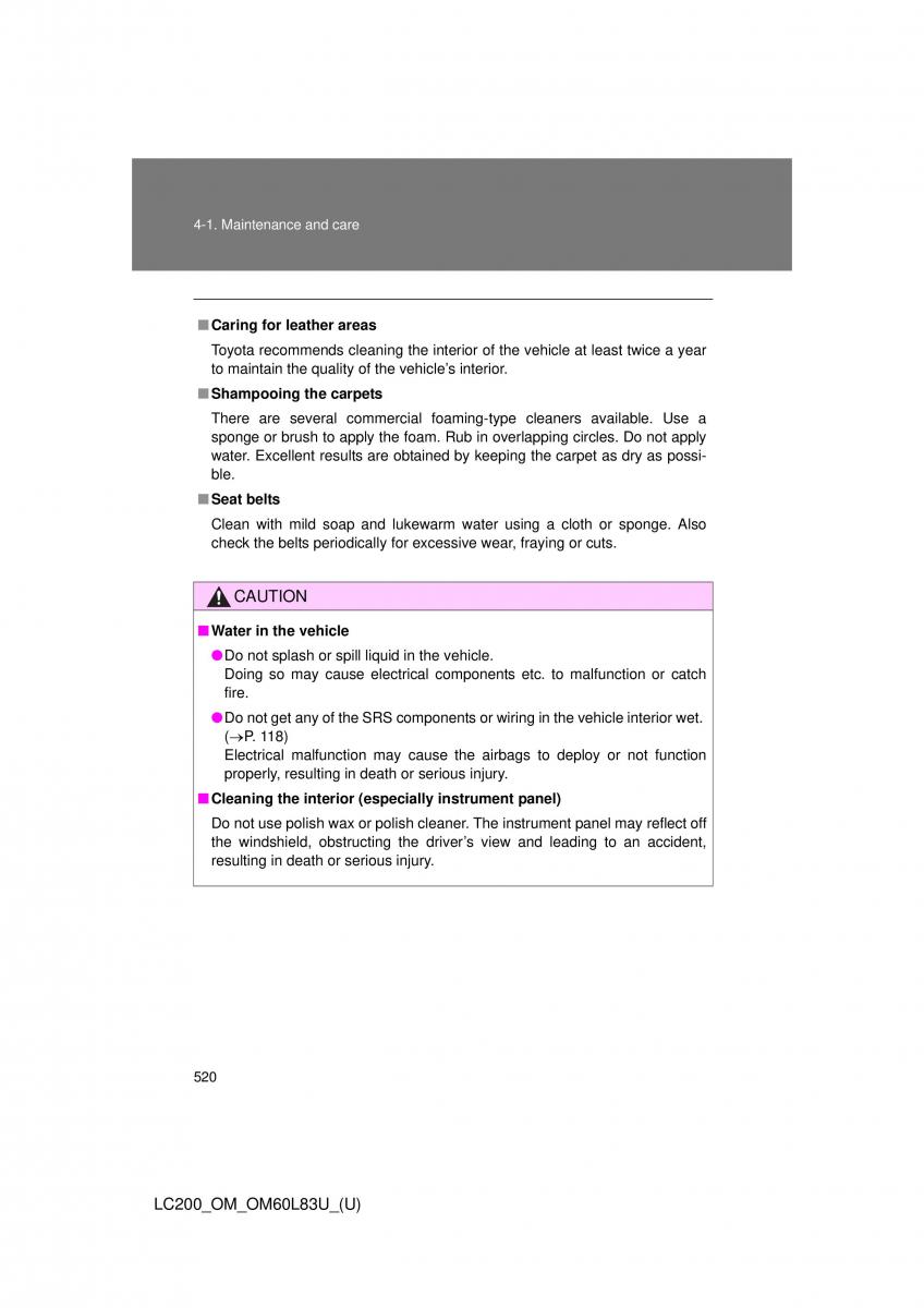 Toyota Land Cruiser J200 owners manual / page 520