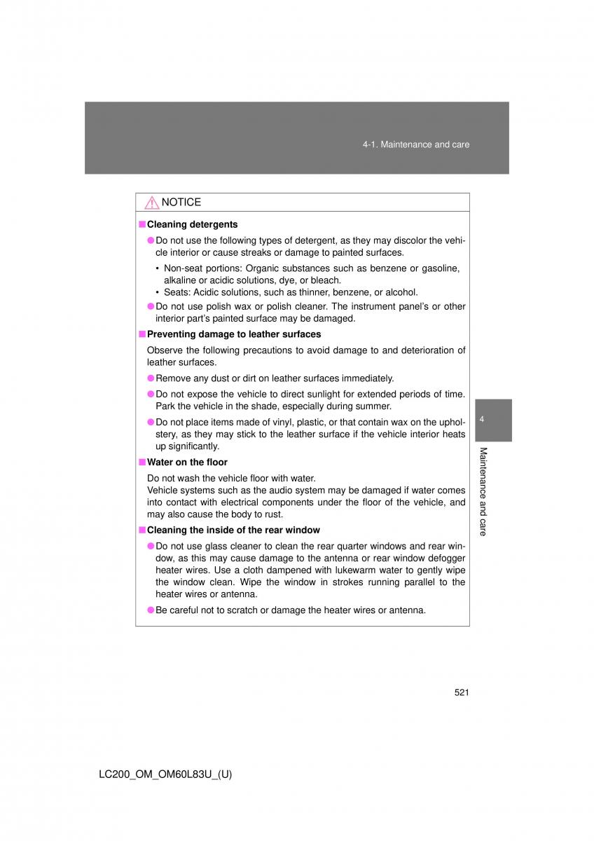 Toyota Land Cruiser J200 owners manual / page 521